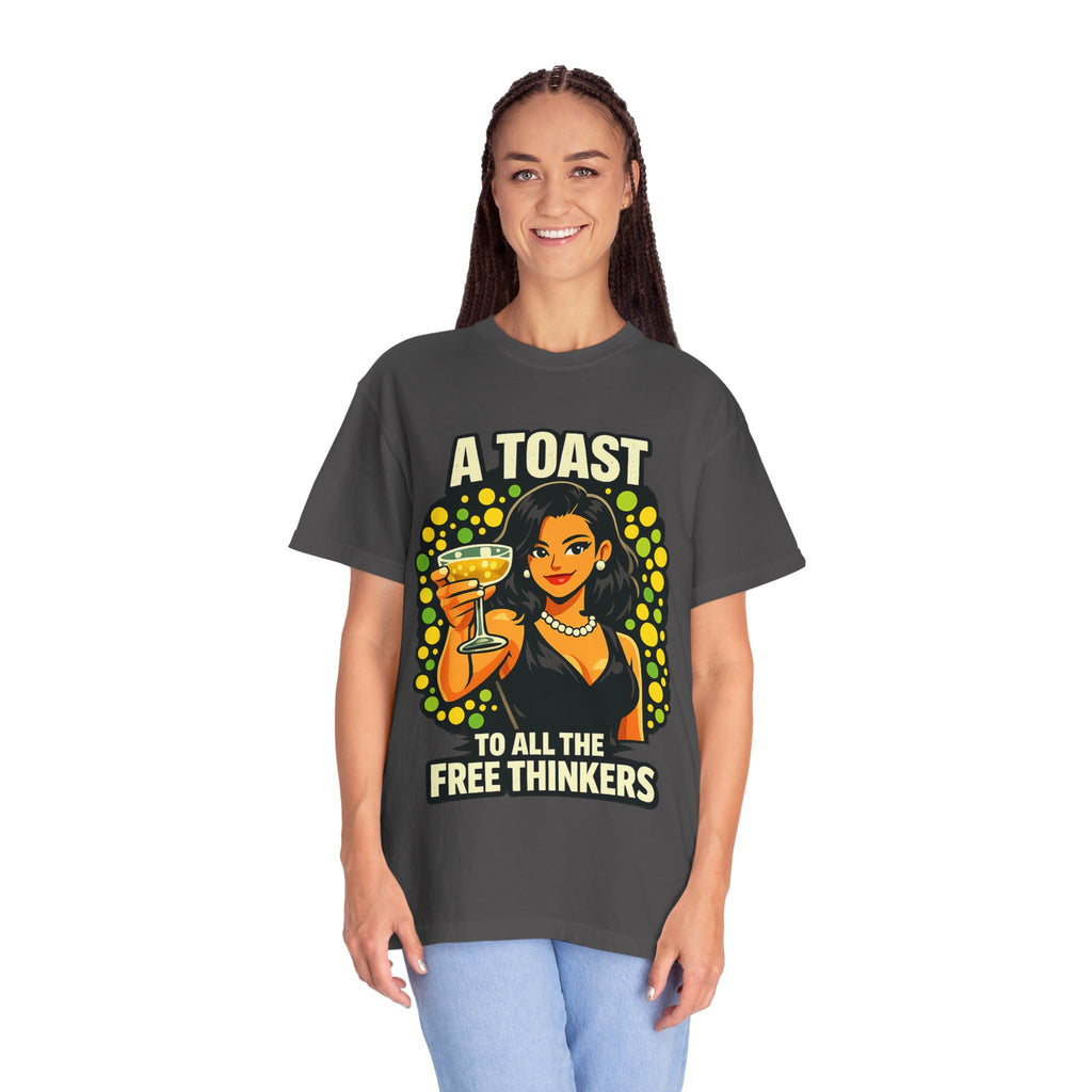 Vintage 'A Toast to All the Free Thinkers' Graphic T-Shirt