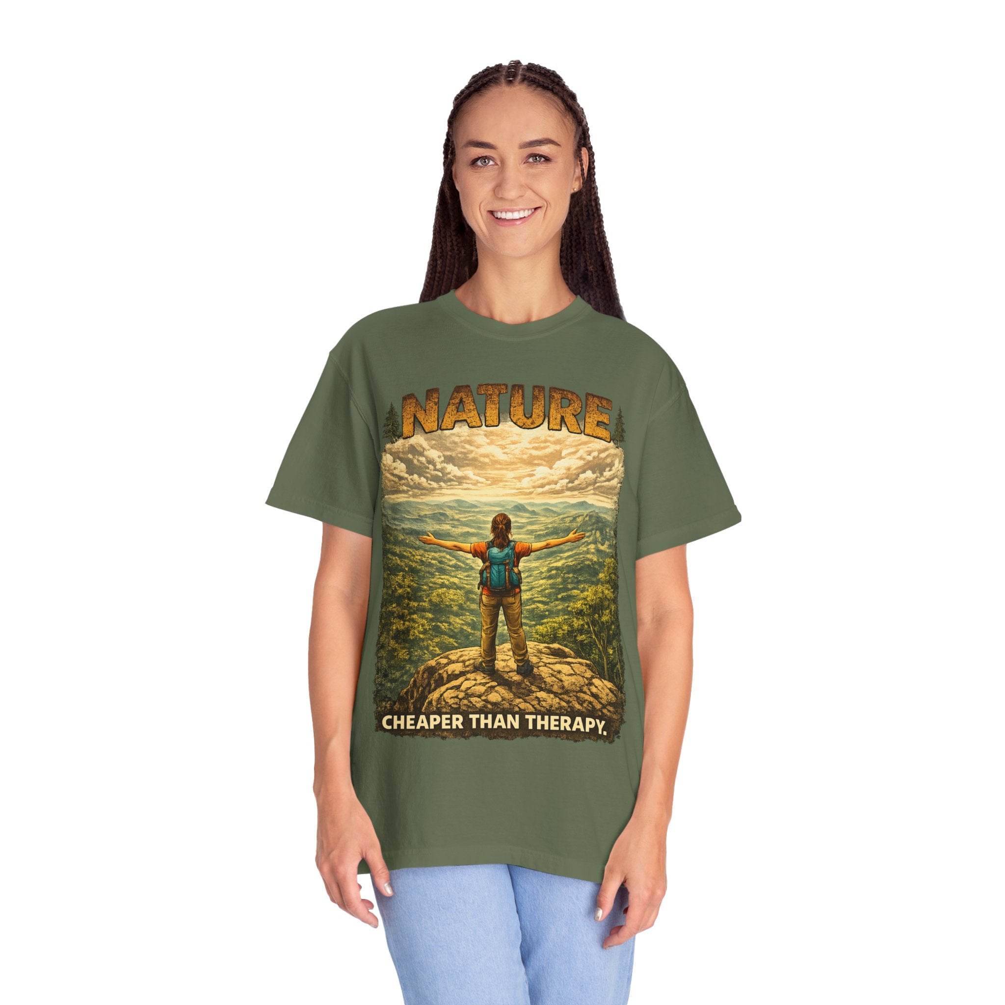 Nature Cheaper Than Therapy T-Shirt — Hiking Outdoors Graphic Tee