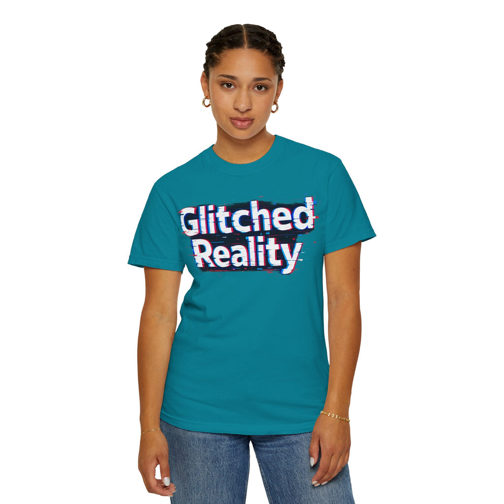 Glitched Reality T‑Shirt — Retro Glitch Graphic Tee with "Glitched Reality" Text