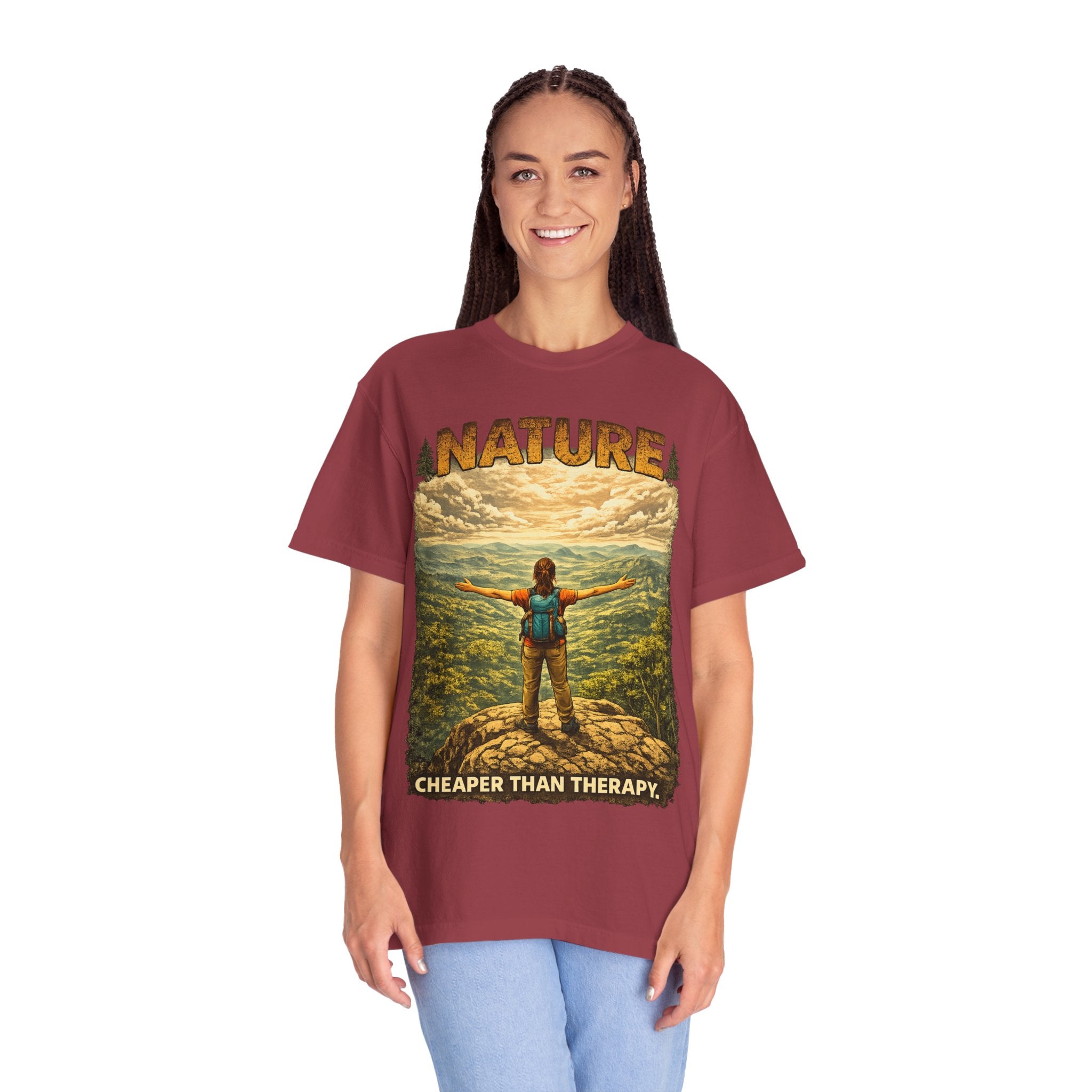 Nature Cheaper Than Therapy T-Shirt — Hiking Outdoors Graphic Tee