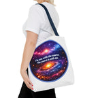 Spiritual Galaxy Tote Bag - "I'm one with the source. The source is with me." Cosmic Meditation Tote