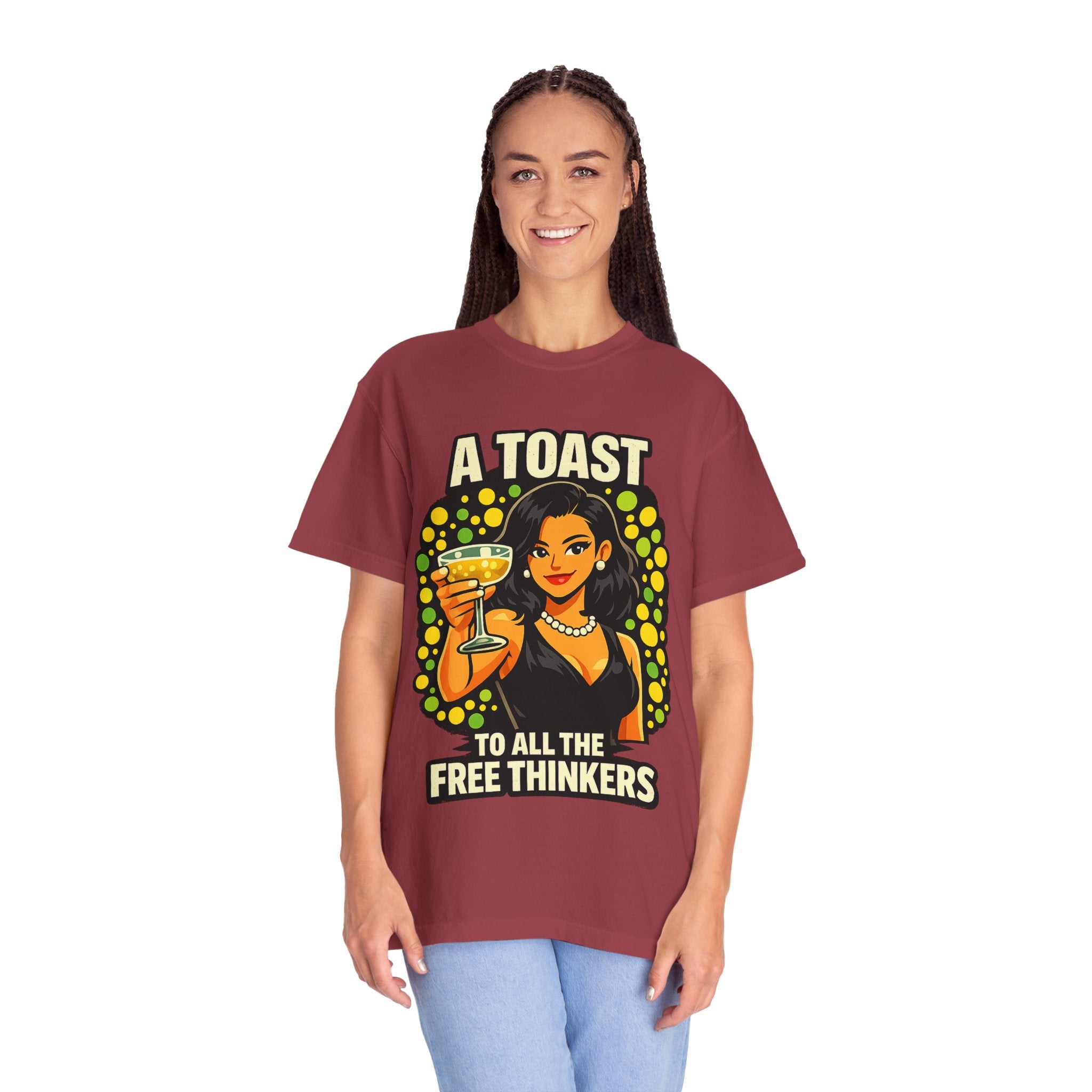 Vintage 'A Toast to All the Free Thinkers' Graphic T-Shirt