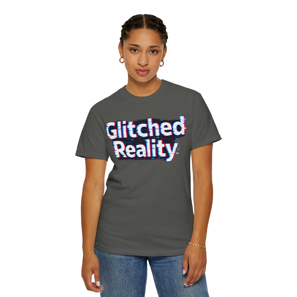 Glitched Reality T‑Shirt — Retro Glitch Graphic Tee with "Glitched Reality" Text