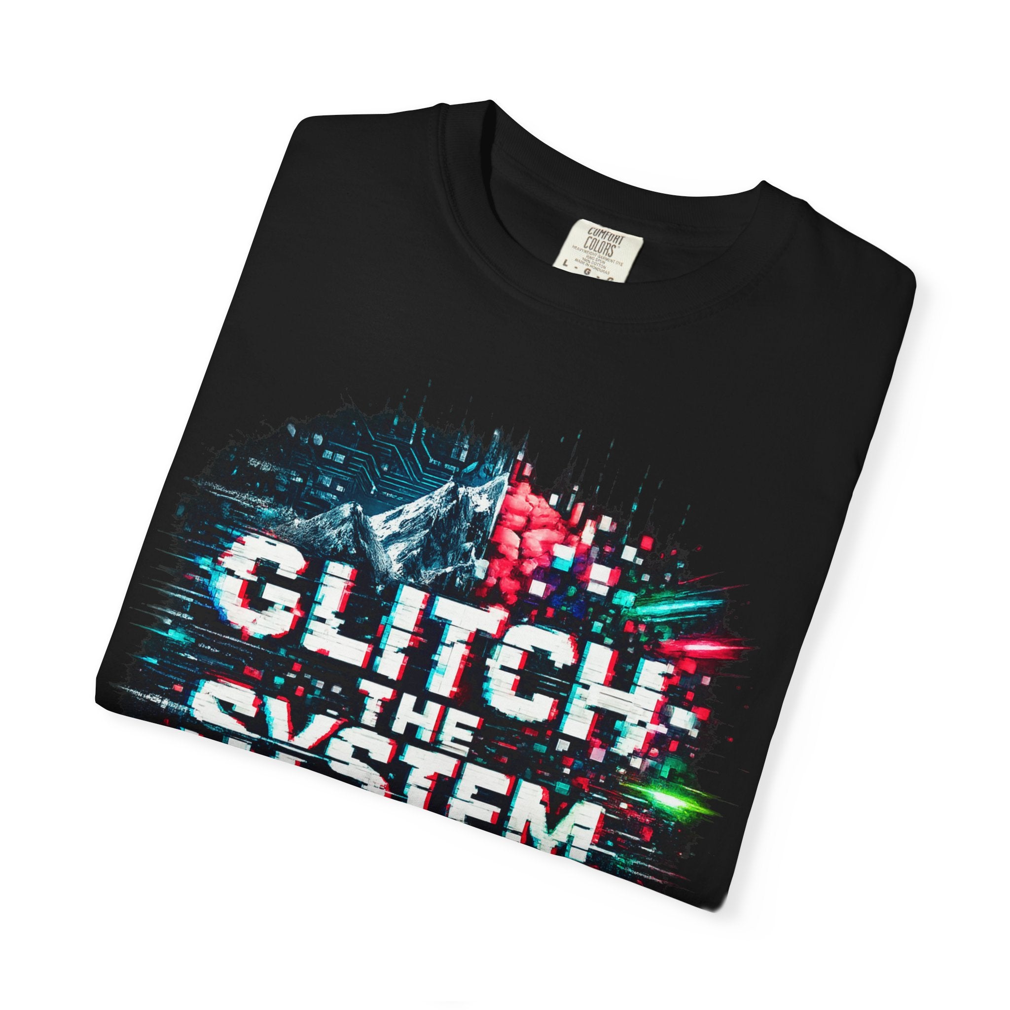 Glitch The System V3 Graphic Tee — Retro Cyberpunk Distressed Design