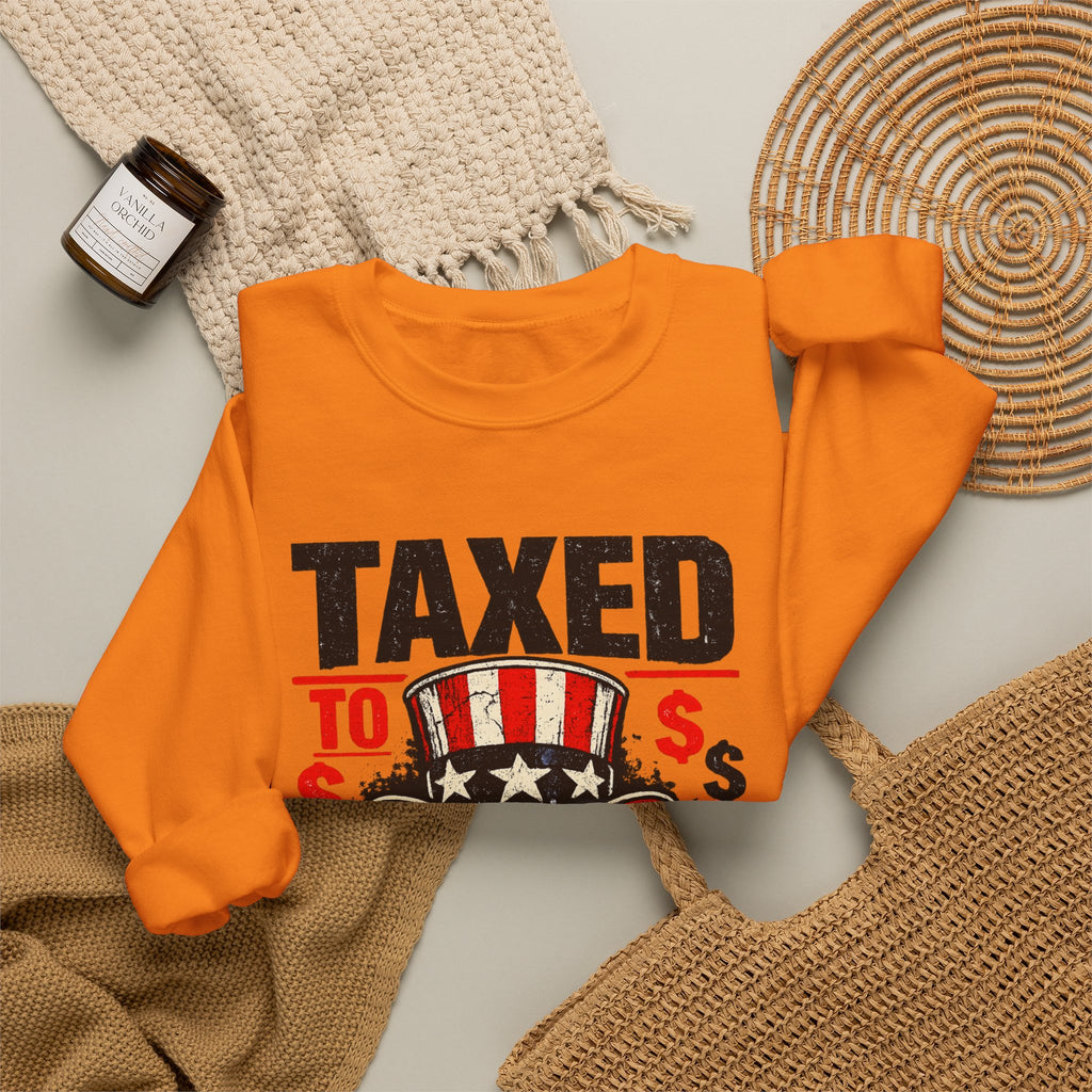 Taxed to Death Sweatshirt - Patriotic Skull Anti-Tax Protest Crewneck