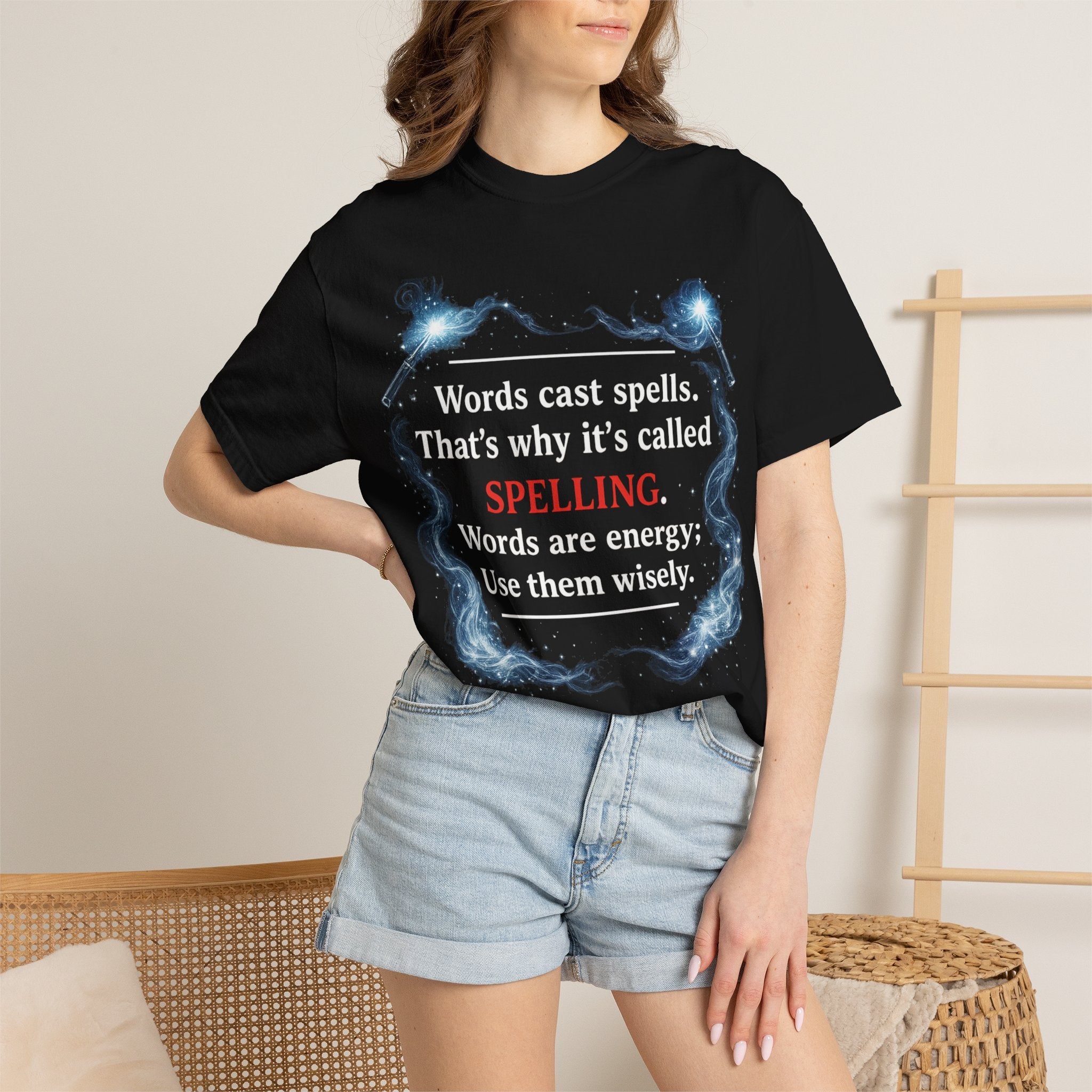 Spelling Magic T-Shirt — "Words Cast Spells" Wizardry Graphic Tee