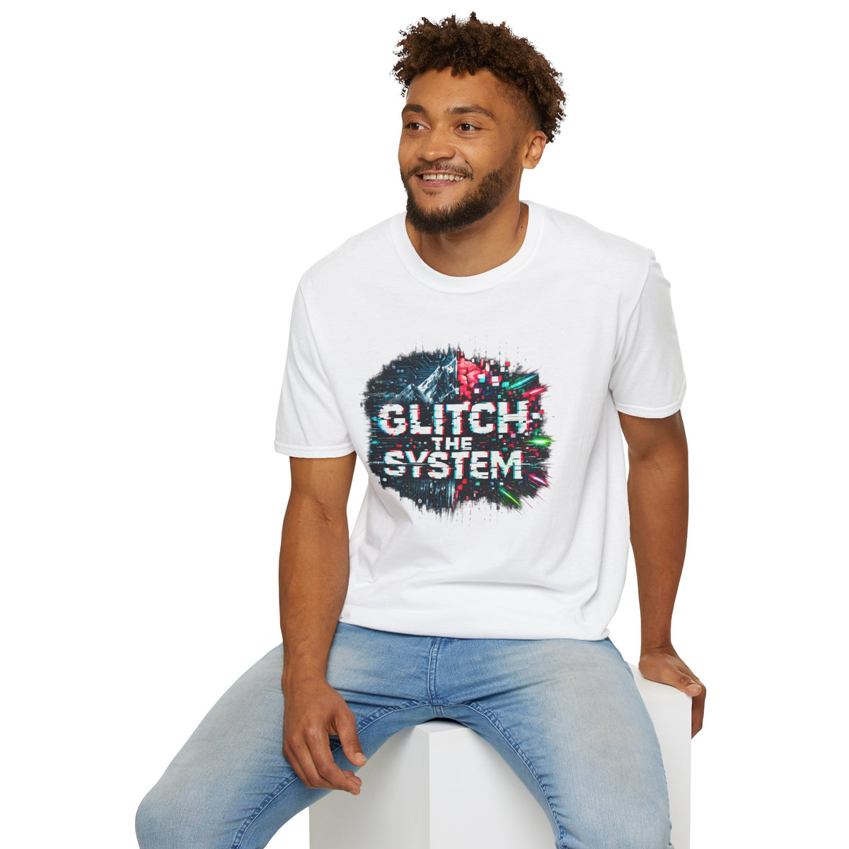 Glitch The System V3 Graphic Tee — Retro Cyberpunk Distressed Design