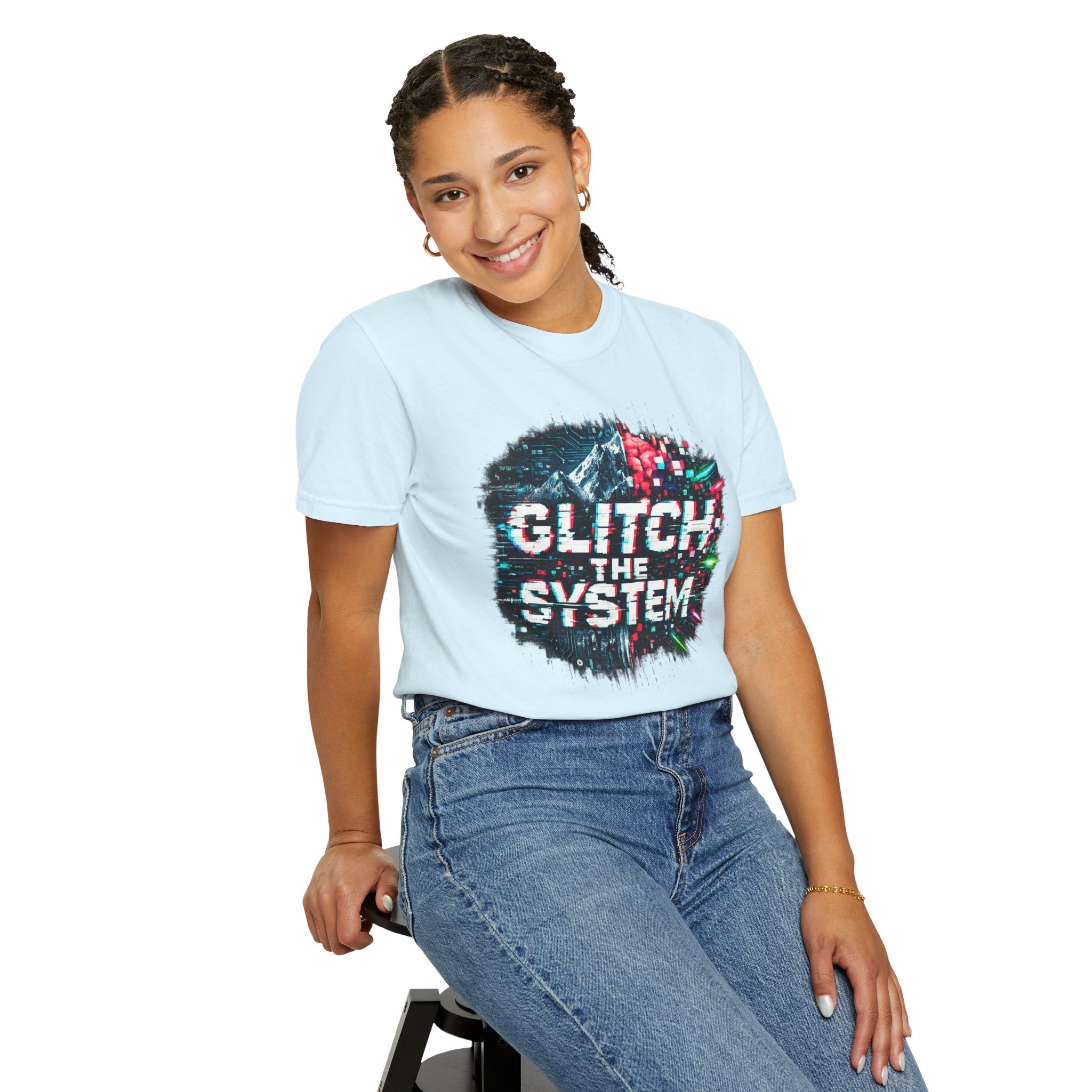 Glitch The System V3 Graphic Tee — Retro Cyberpunk Distressed Design