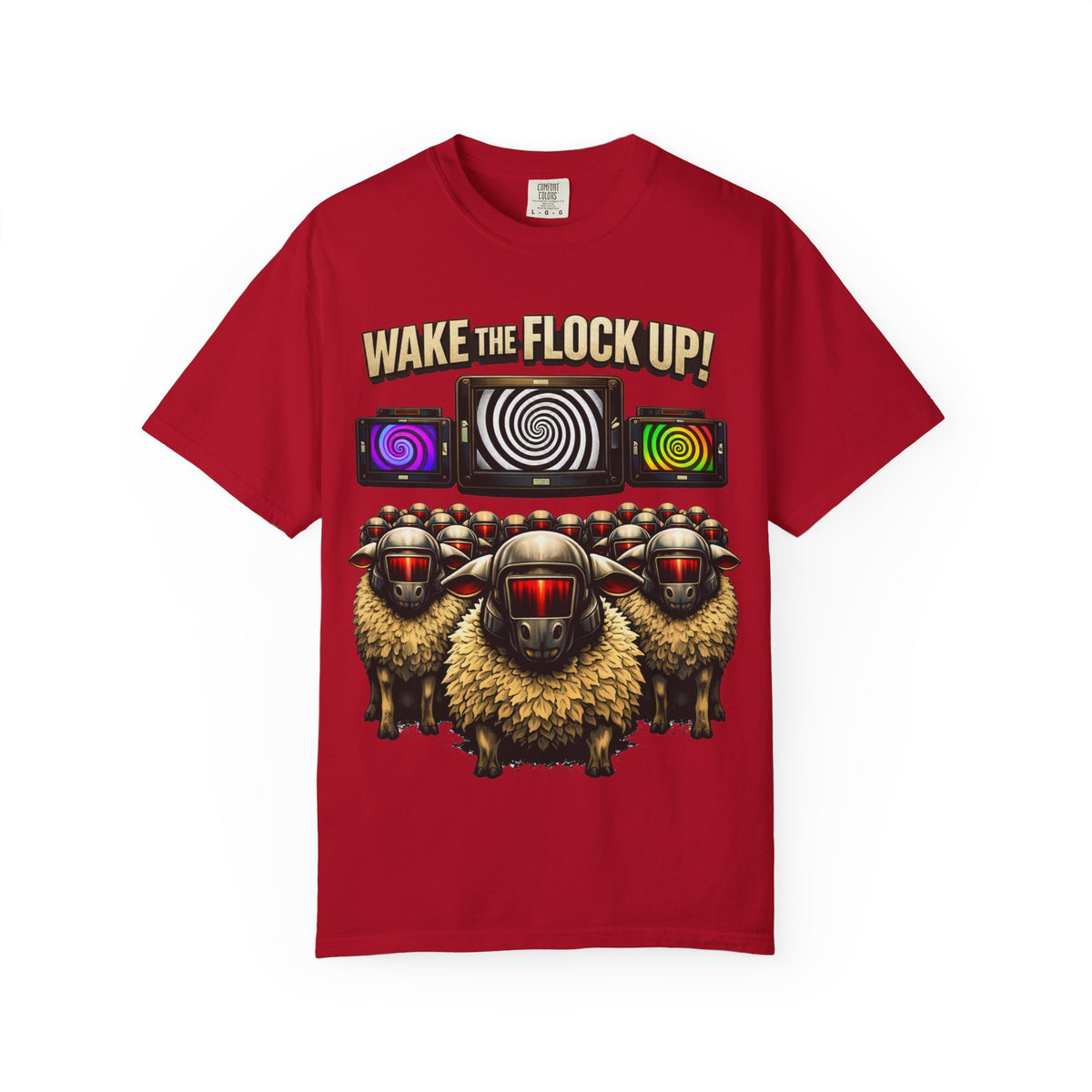 Wake the Flock Up! V3 Hypnotic Sheep Novelty Graphic T-Shirt
