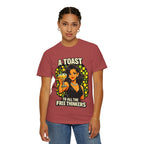 Vintage 'A Toast to All the Free Thinkers' Graphic T-Shirt