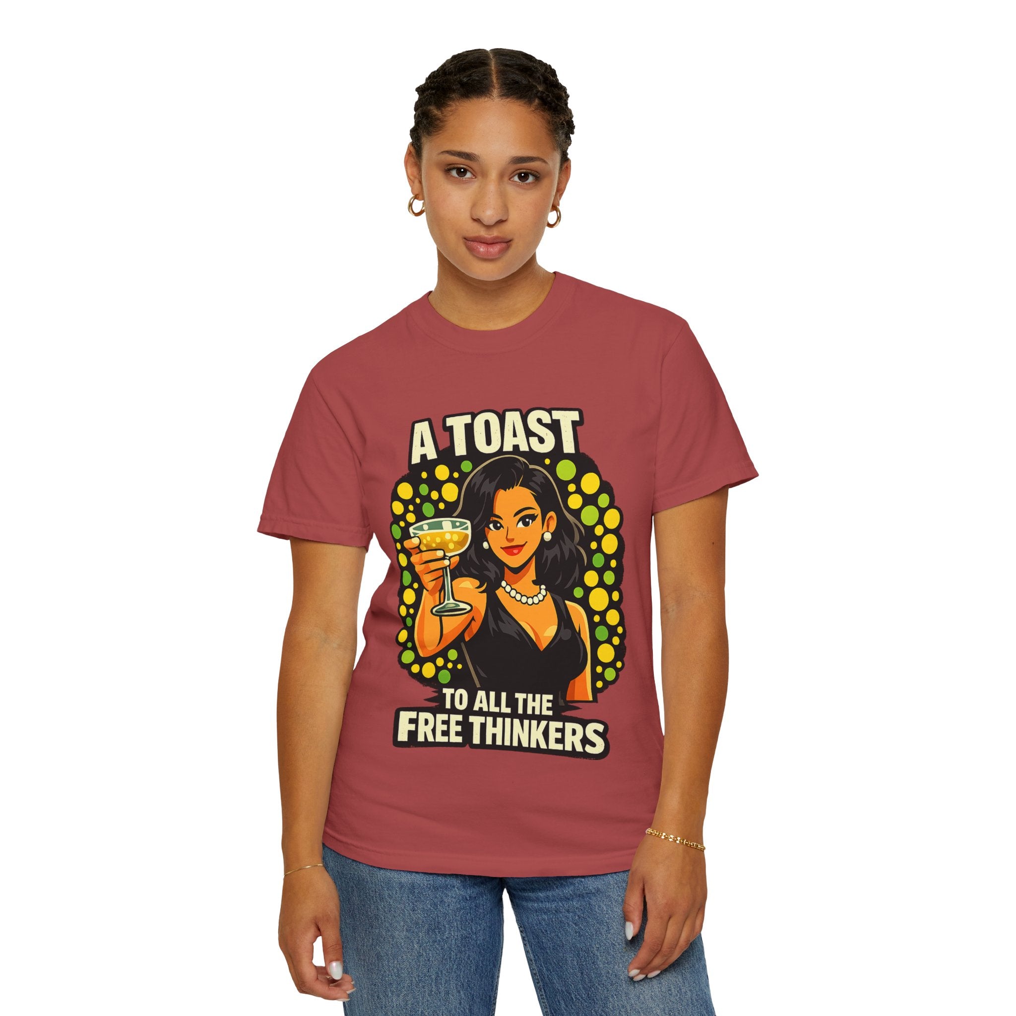 Vintage 'A Toast to All the Free Thinkers' Graphic T-Shirt