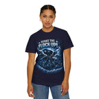 T-Shirt — "Wake the Flock Up" V2 Protest Graphic Tee (Bold Blue Dystopian Design)