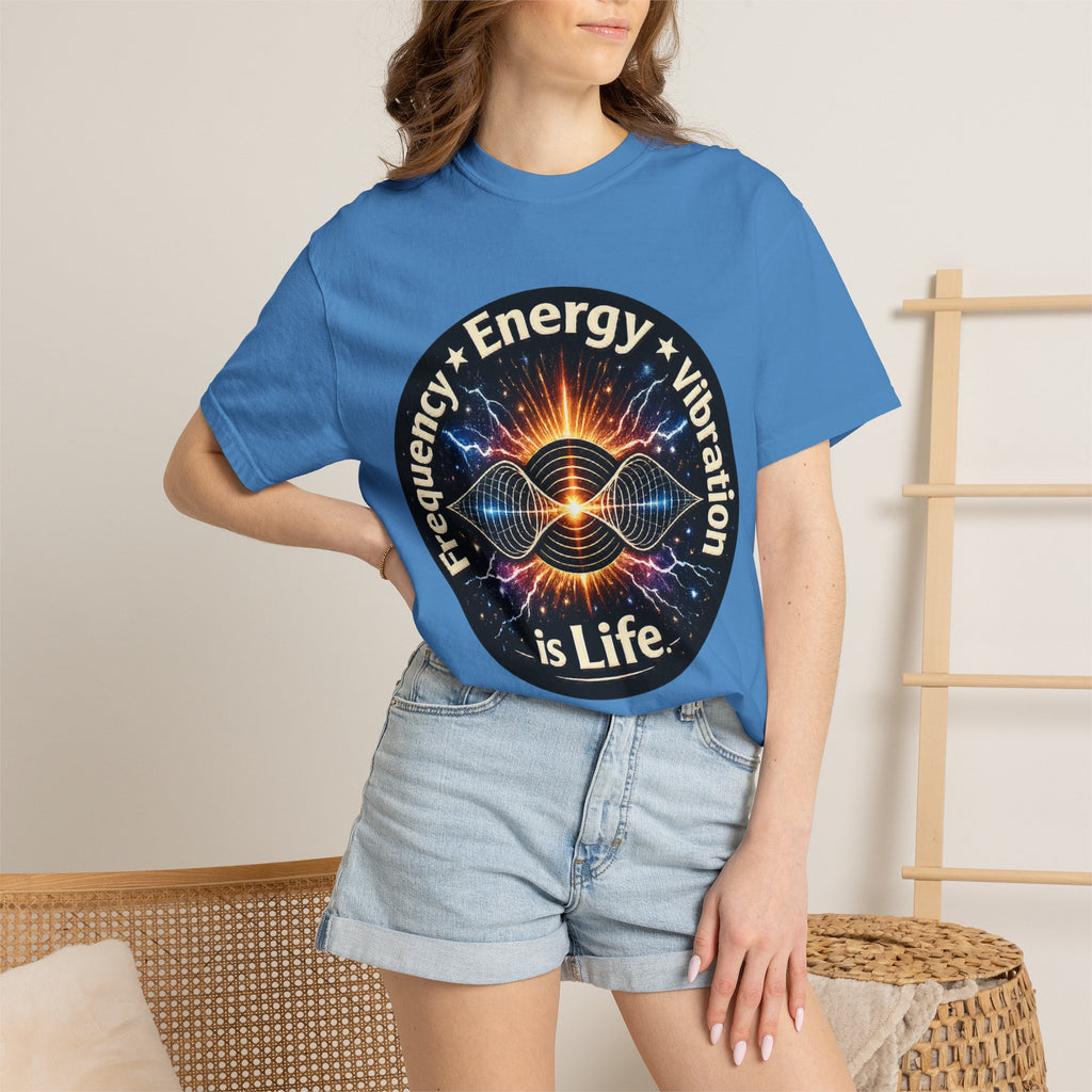 Energy & Vibration T-Shirt — "Frequency is Life" Spiritual Graphic Tee