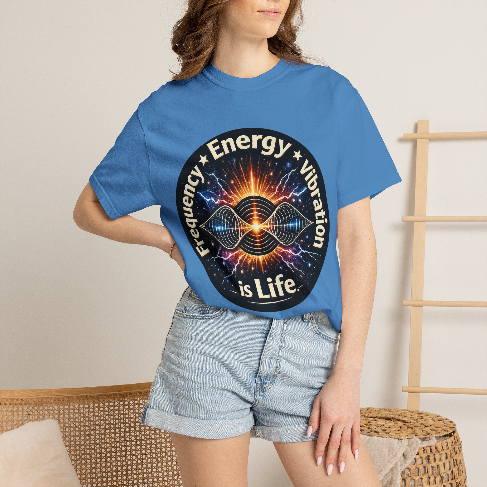 Energy & Vibration T-Shirt — "Frequency is Life" Spiritual Graphic Tee
