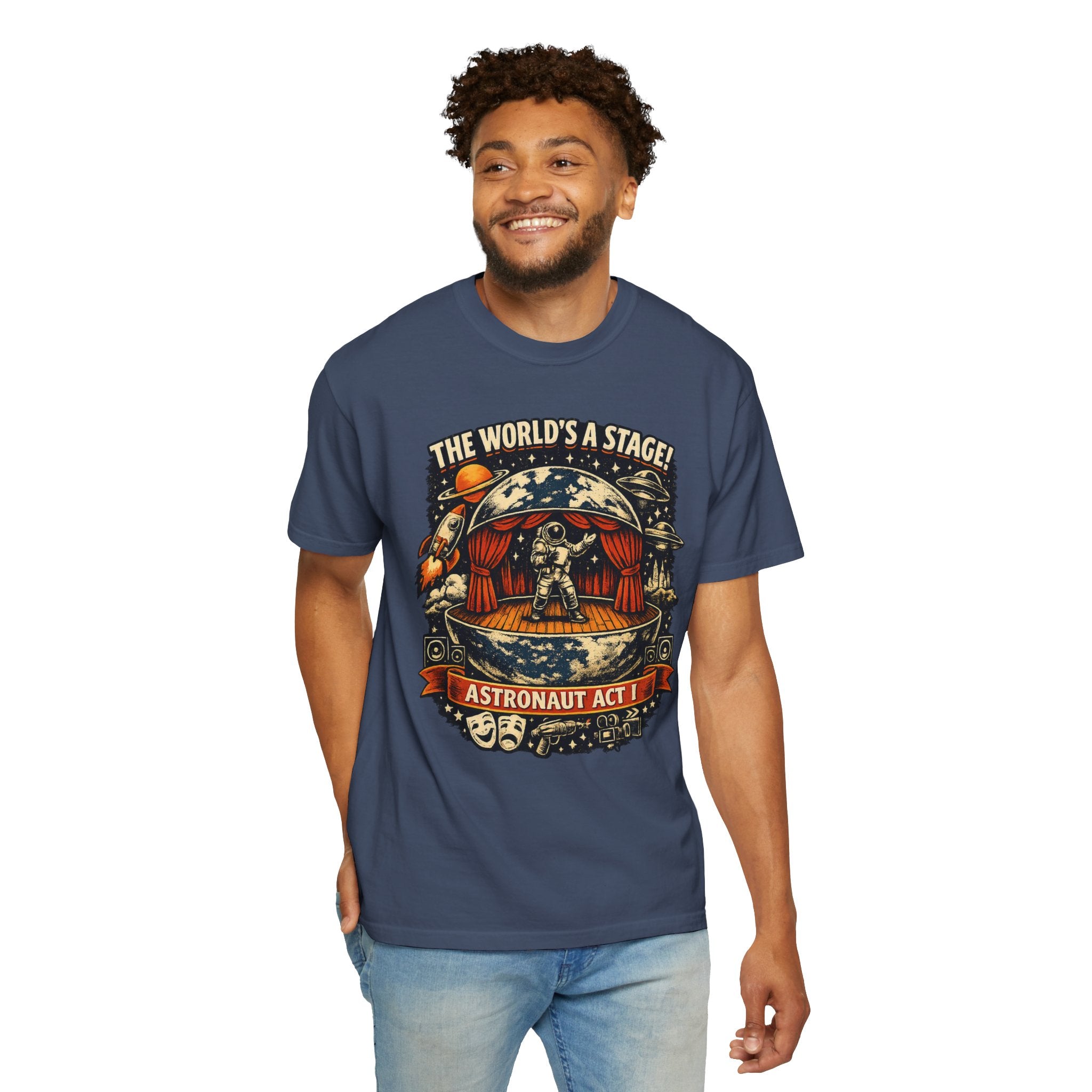 Astronaut Act I T-Shirt — “The World's a Stage” Vintage Space Graphic Tee