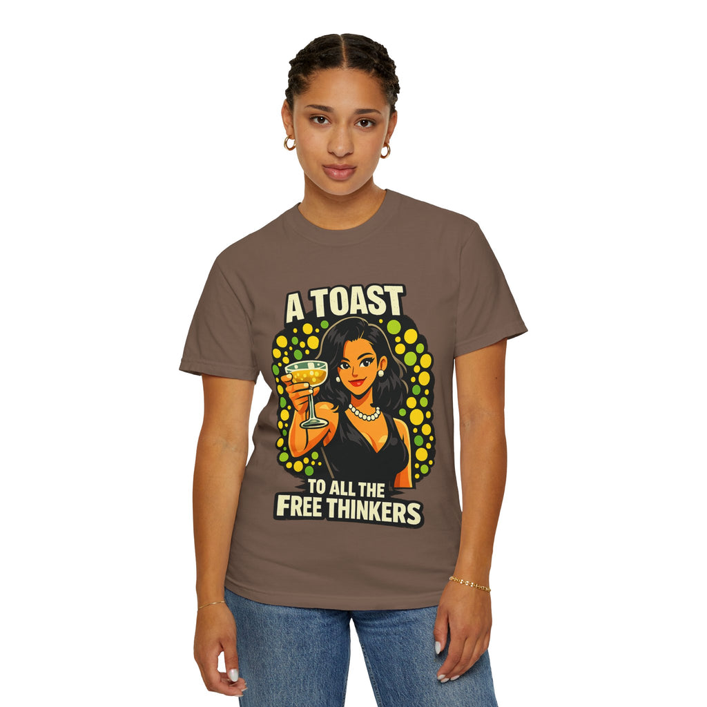 Vintage 'A Toast to All the Free Thinkers' Graphic T-Shirt