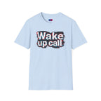 Wake Up Call Graphic Tee — Retro Glitch Text T‑Shirt