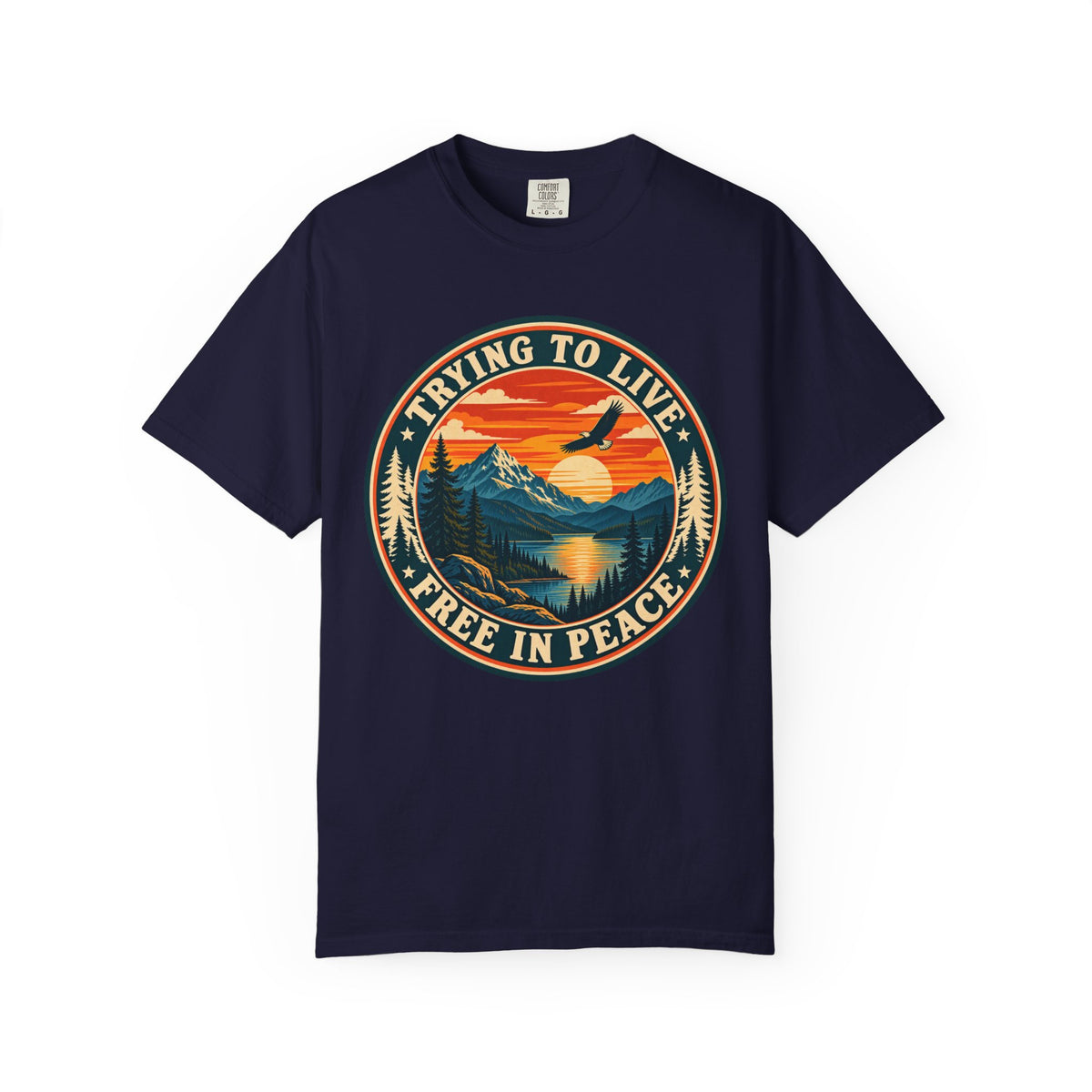 Trying to Live Free in Peace Vintage Mountain T-Shirt