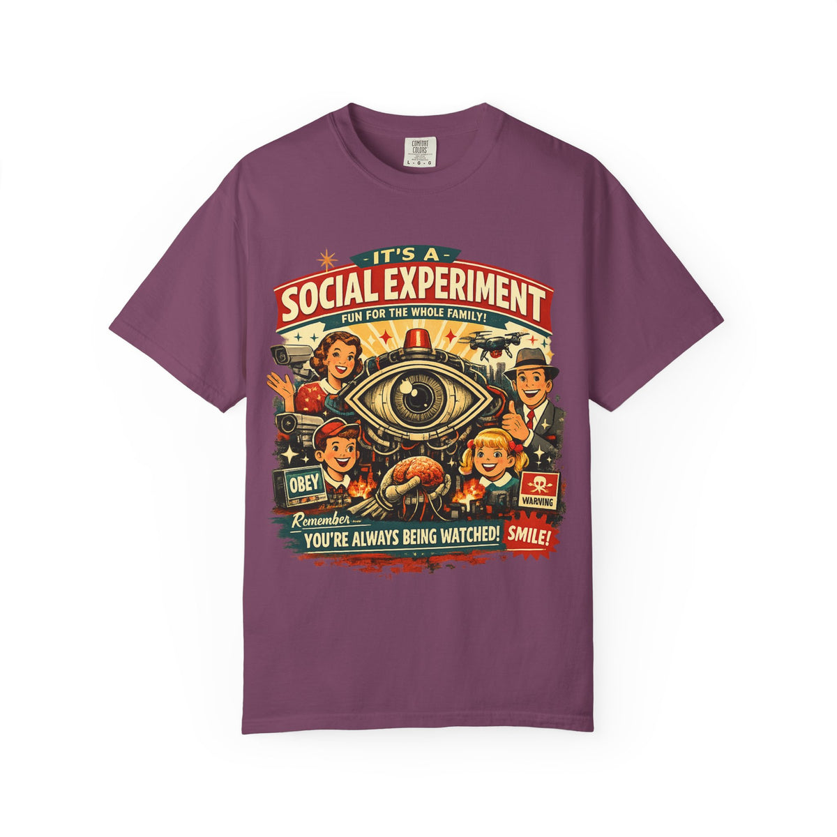 T-Shirt — "It's a Social Experiment" Retro Surveillance Graphic Tee