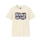 Wake Up Call Graphic Tee — Retro Glitch Text T‑Shirt