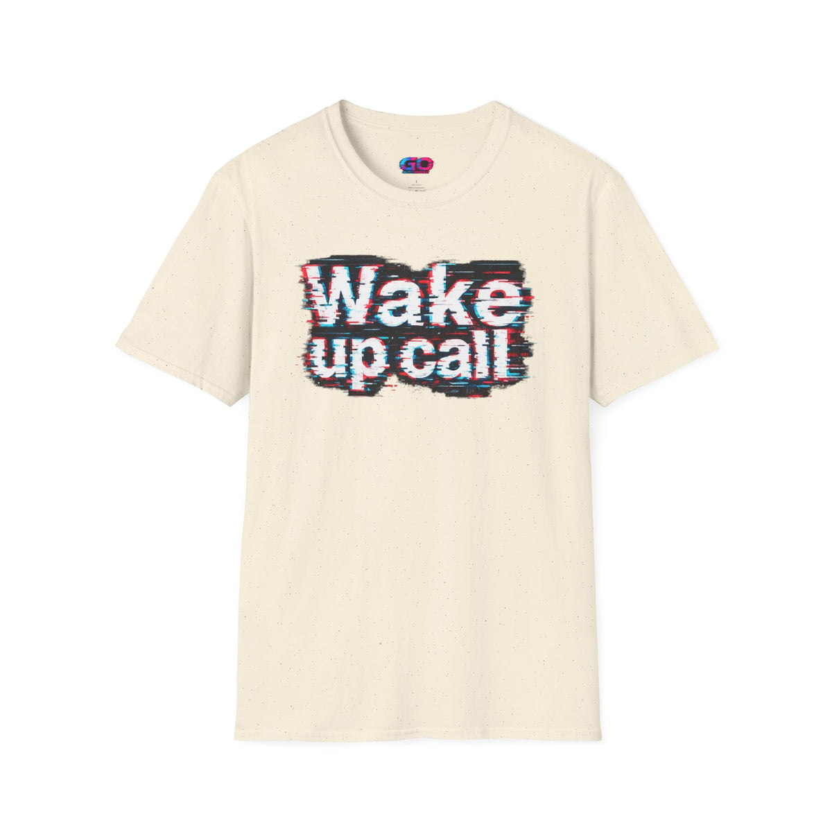 Wake Up Call Graphic Tee — Retro Glitch Text T‑Shirt