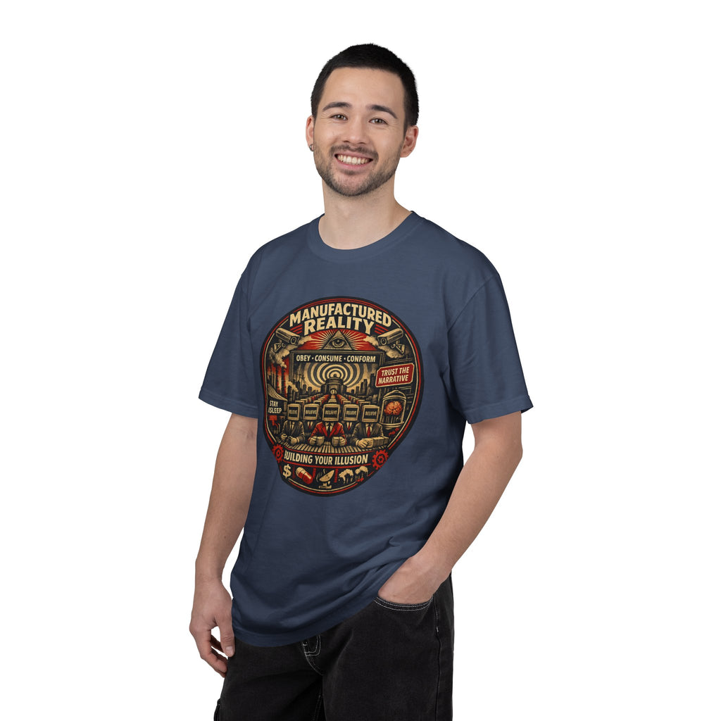 Manufactured Reality Graphic "Building Your Illusion" Vintage Protest — T-Shirt