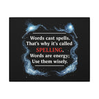 Spelling Magic Canvas Wall Art — "Words Cast Spells" Quote