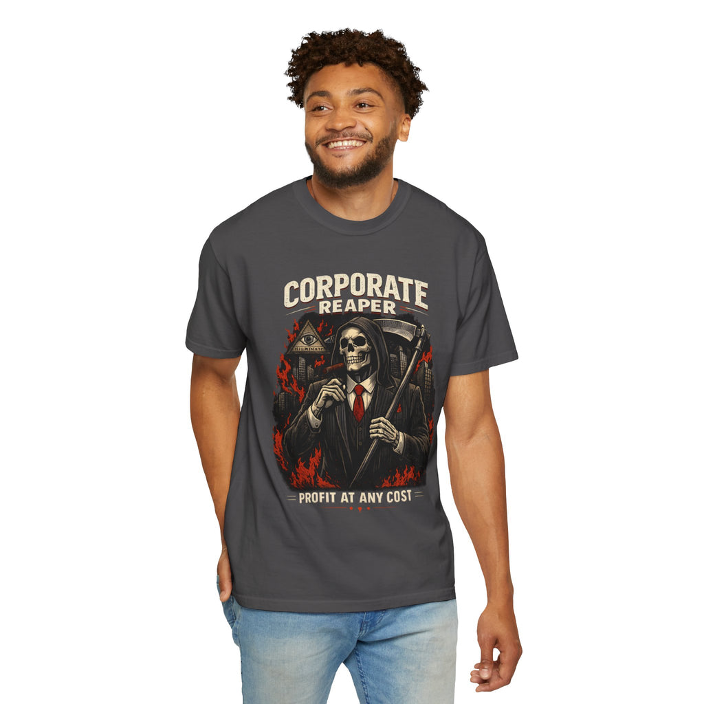 "Corporate Reaper" Skeleton Suit Graphic Tee