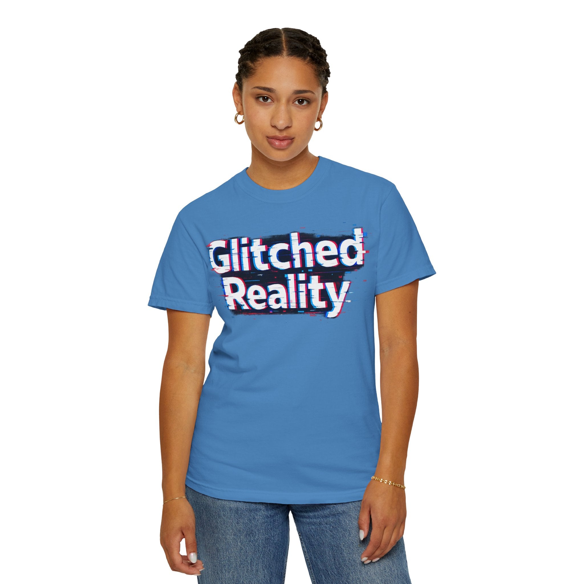 Glitched Reality T‑Shirt — Retro Glitch Graphic Tee with "Glitched Reality" Text