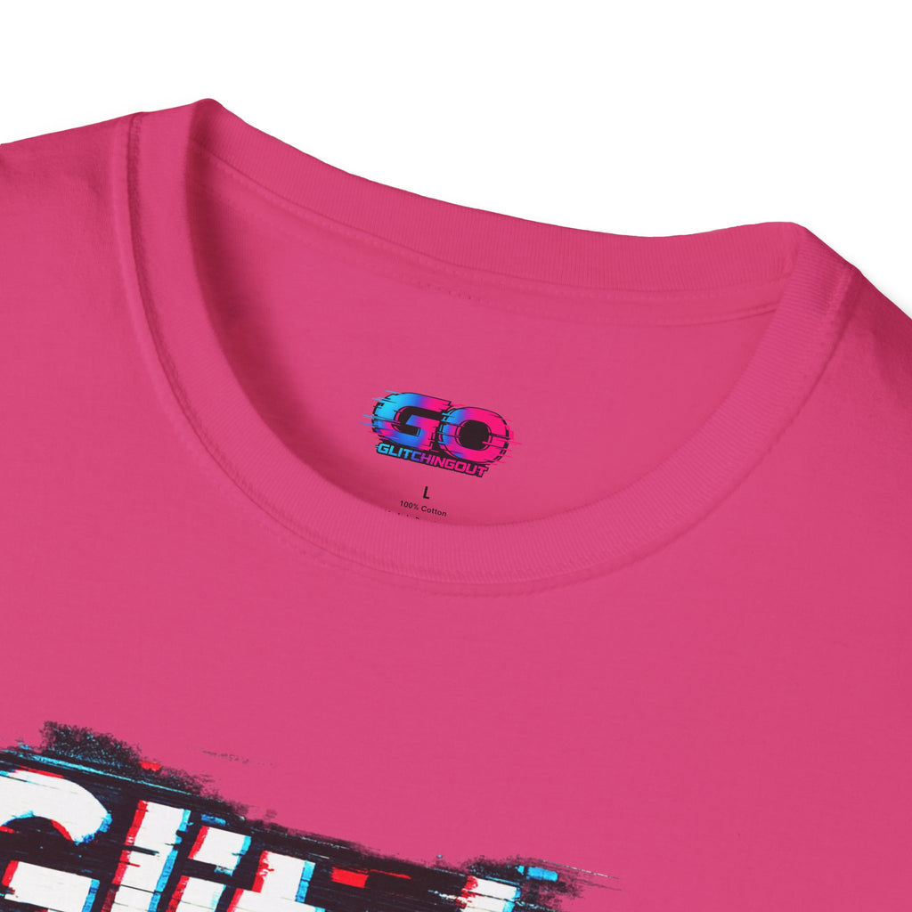 Glitchy Graphic T-Shirt — Retro Glitch Text Tee
