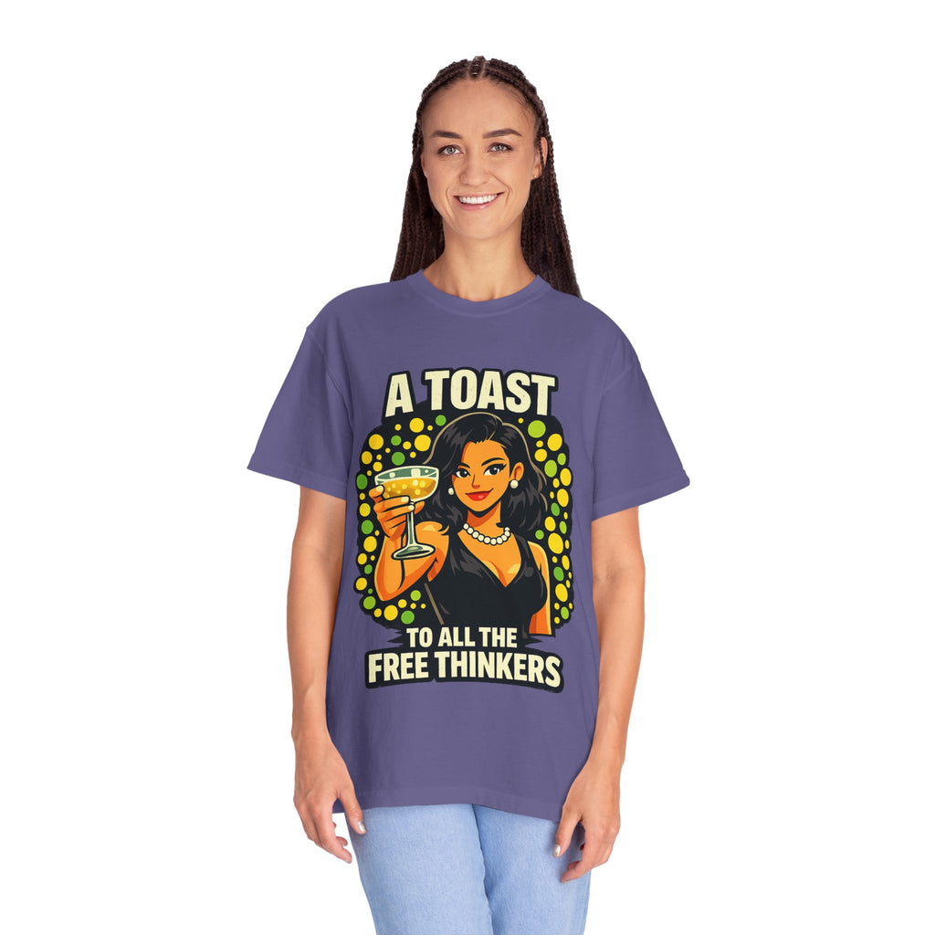 Vintage 'A Toast to All the Free Thinkers' Graphic T-Shirt