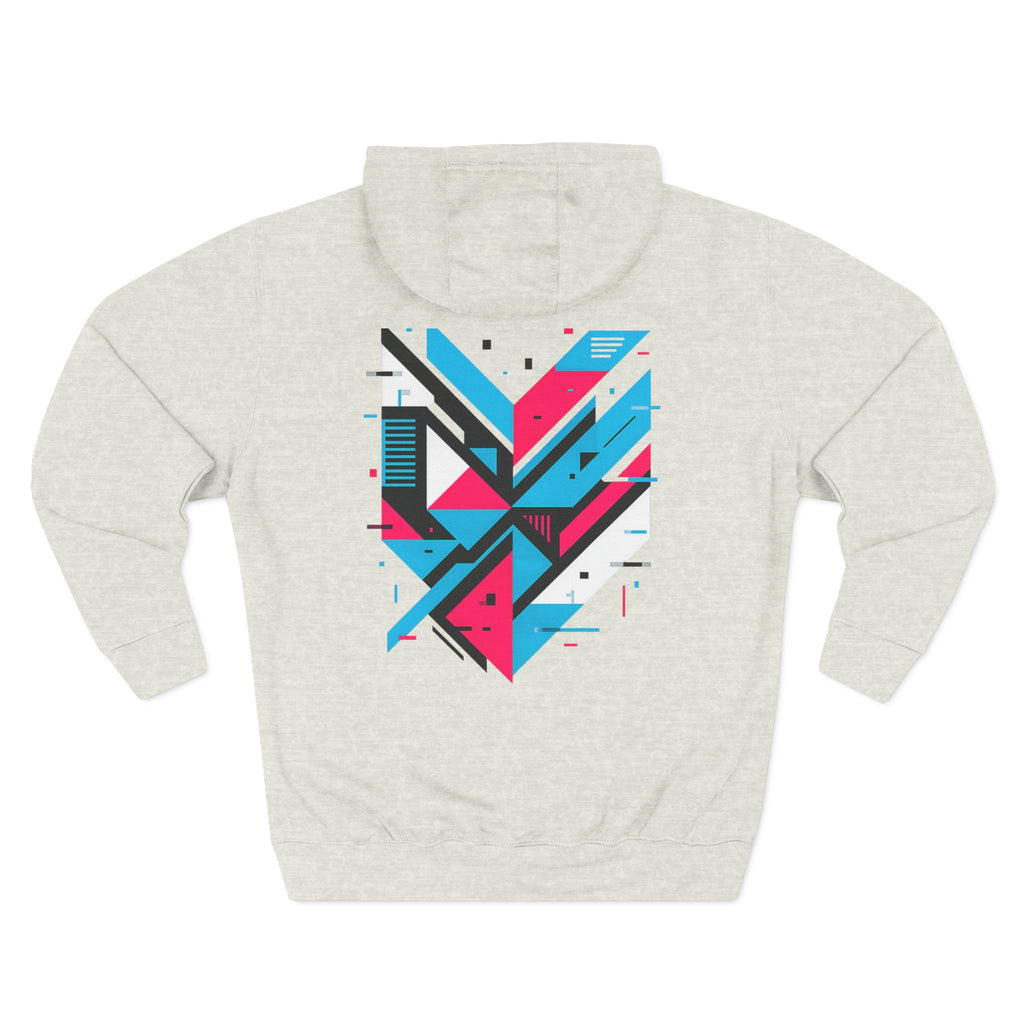 Glitching Out Hoodie — Retro Cyber Geometric Graphic Fleece Hoodie