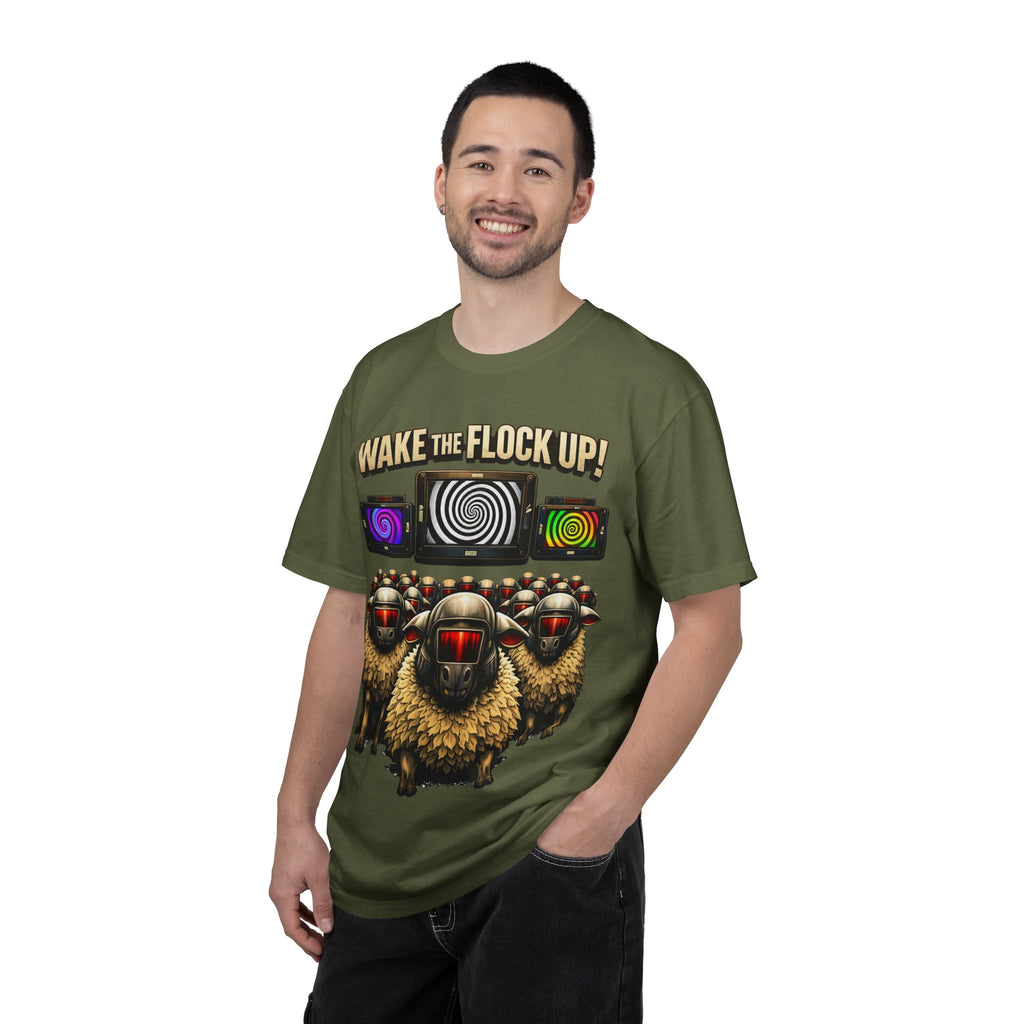 Wake the Flock Up! V3 Hypnotic Sheep Novelty Graphic T-Shirt