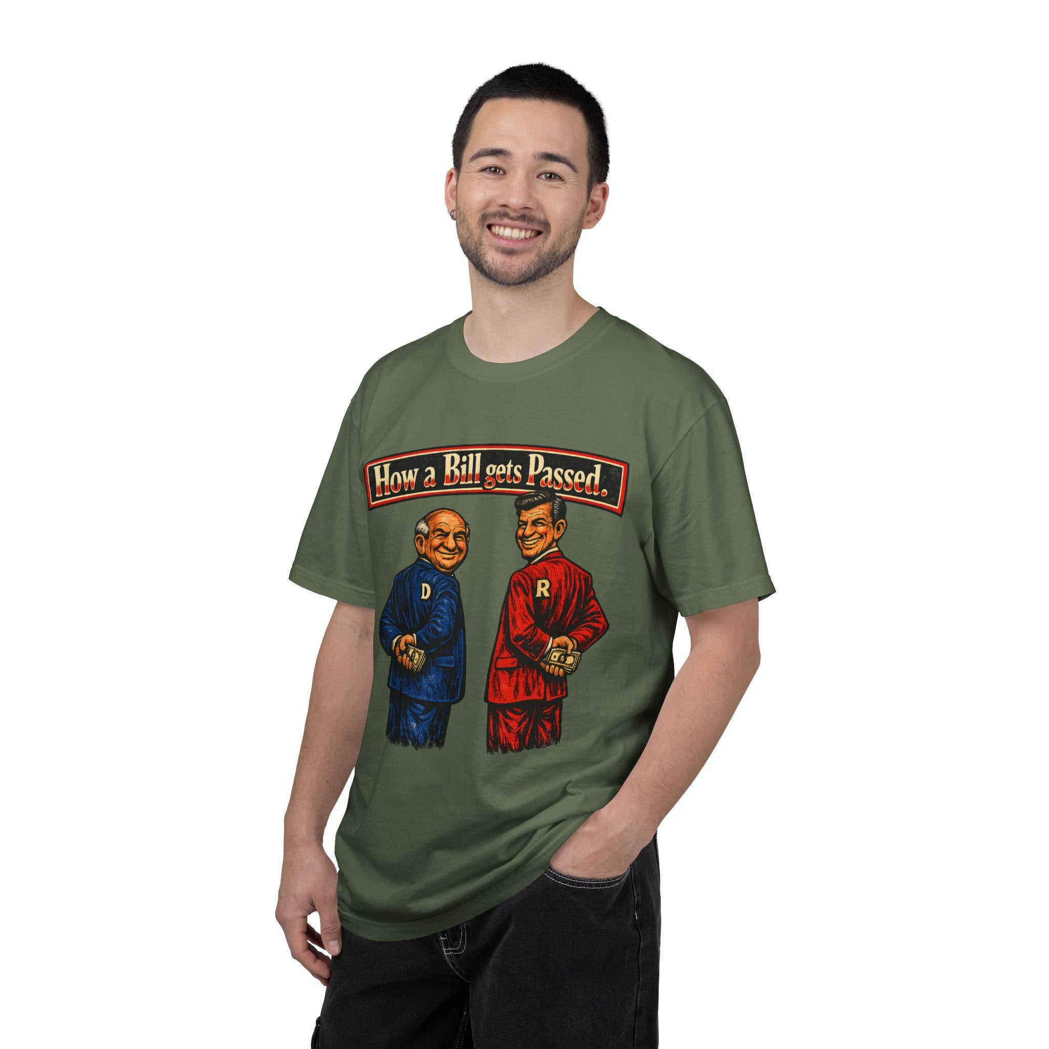 How a Bill Gets Passed Political T-Shirt — Vintage Party Satire Tee