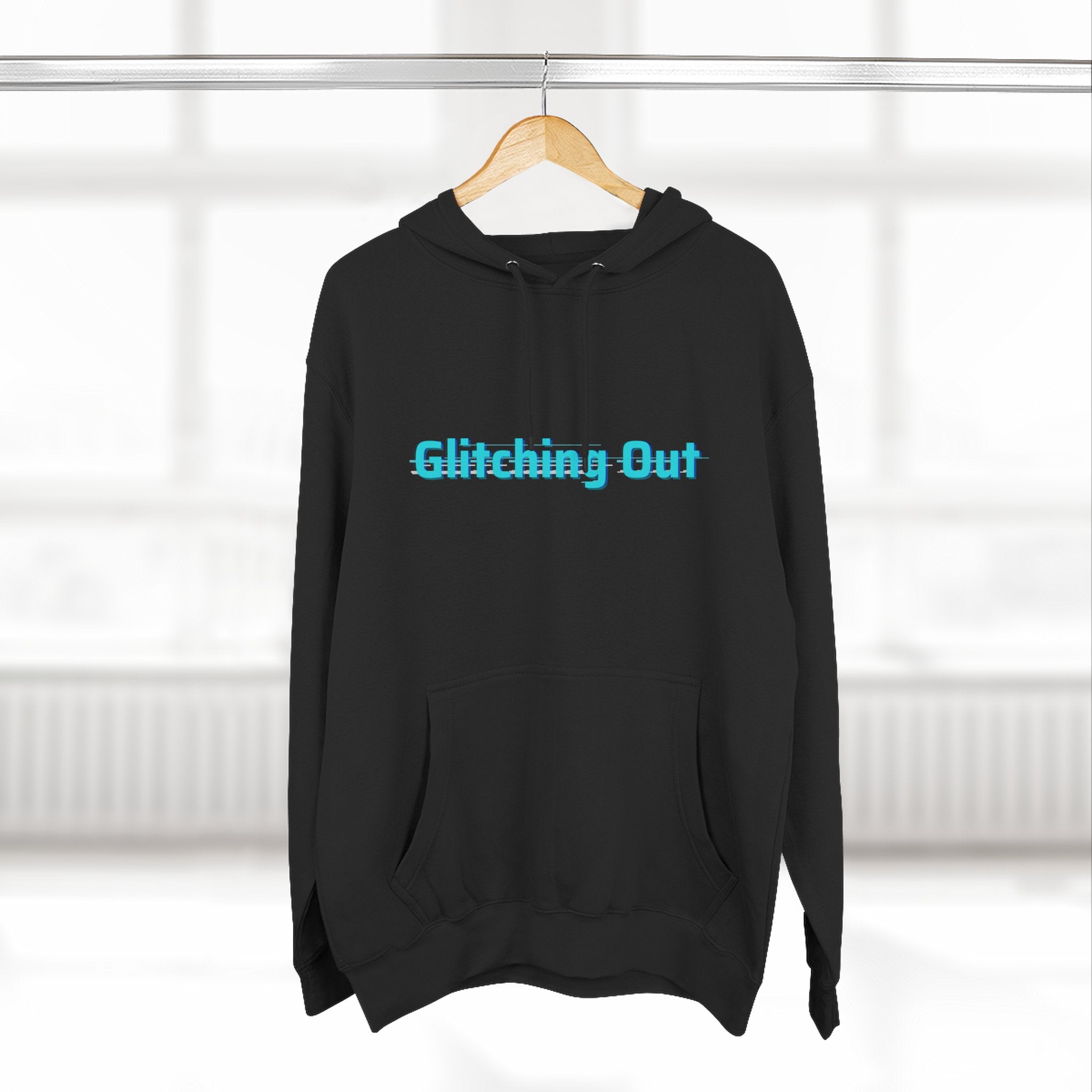 Retro Vaporwave Geometric Graphic ‘Glitching Out’ Fleece Hoodie