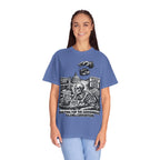 Graphic Tee — "Waiting for the Government to End Corruption" Political Skeletal Design