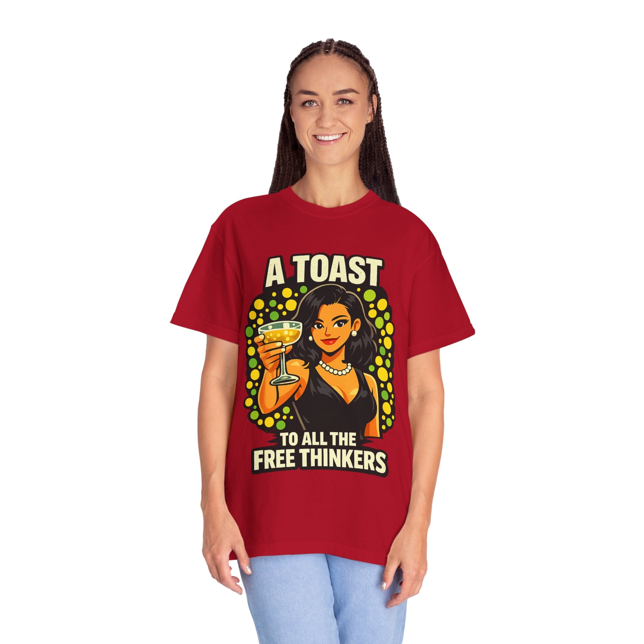 Vintage 'A Toast to All the Free Thinkers' Graphic T-Shirt
