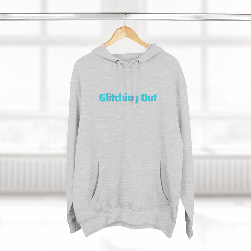 Glitching Out Hoodie — Retro Cyber Geometric Graphic Fleece Hoodie