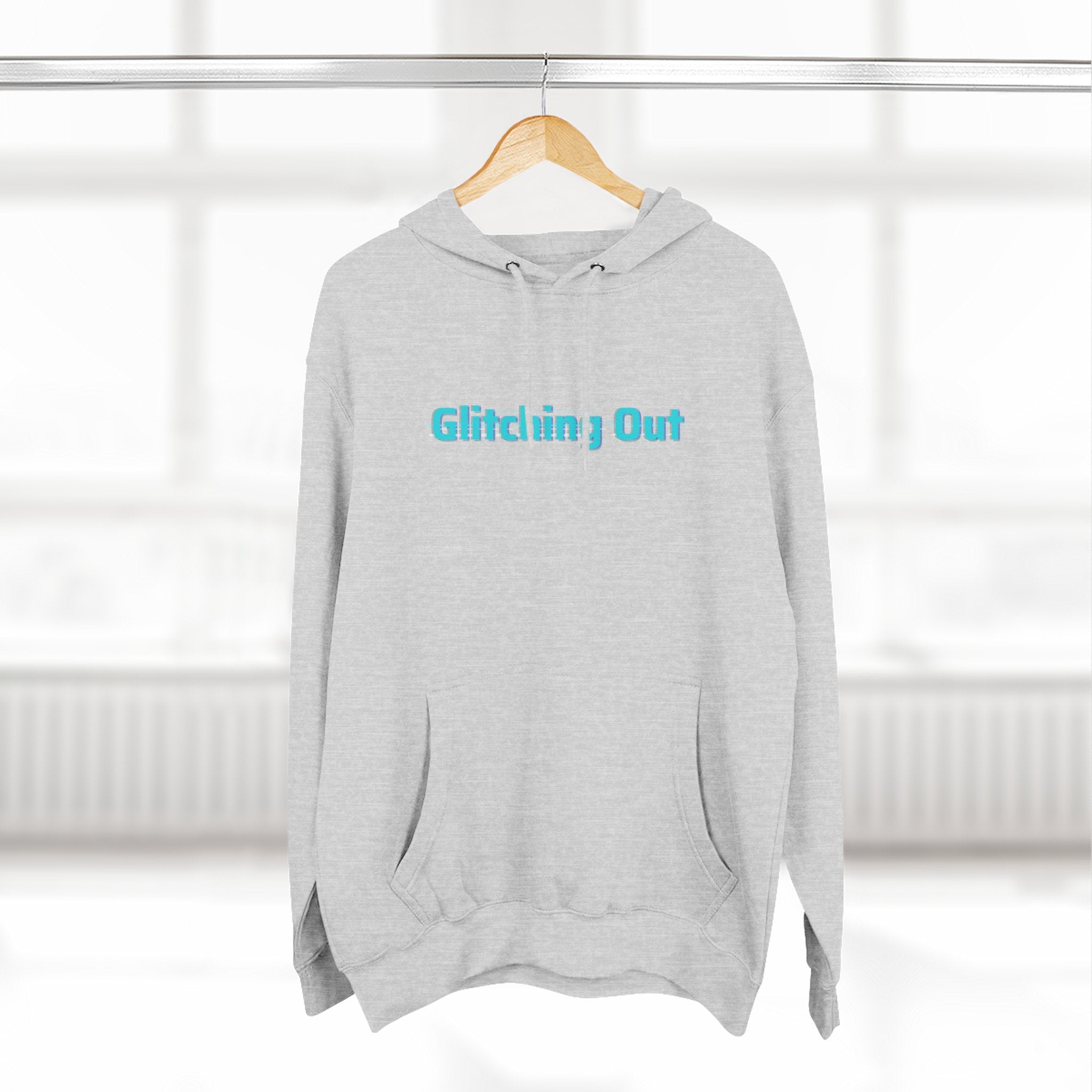 Glitching Out Hoodie — Retro Cyber Geometric Graphic Fleece Hoodie