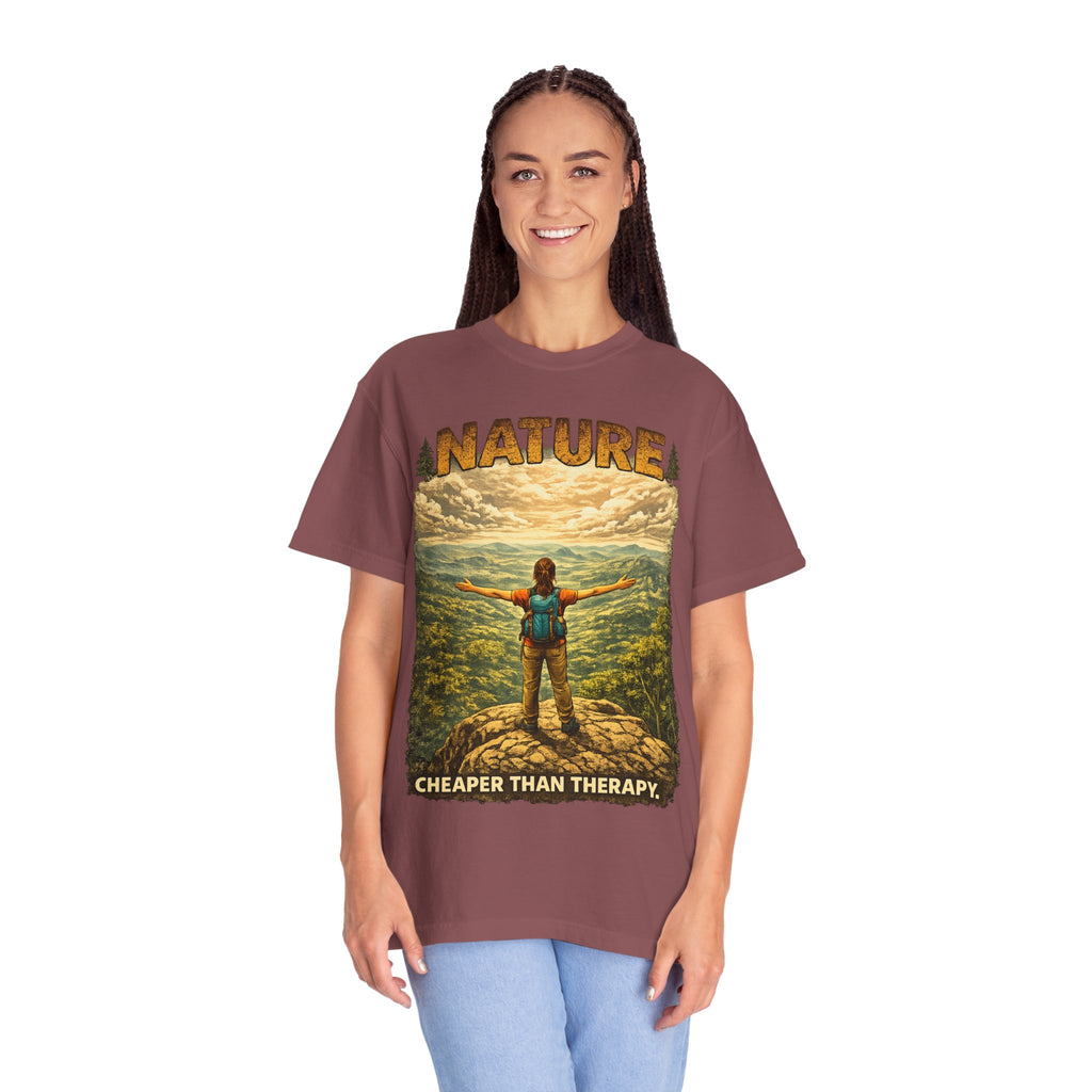 Nature Cheaper Than Therapy T-Shirt — Hiking Outdoors Graphic Tee