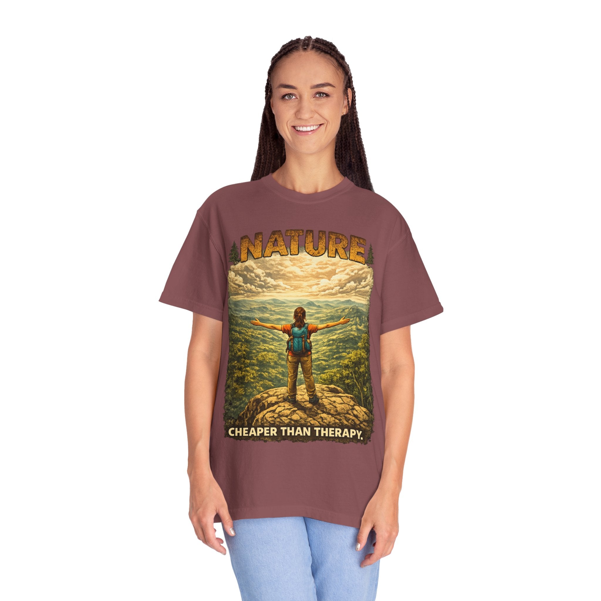 Nature Cheaper Than Therapy T-Shirt — Hiking Outdoors Graphic Tee