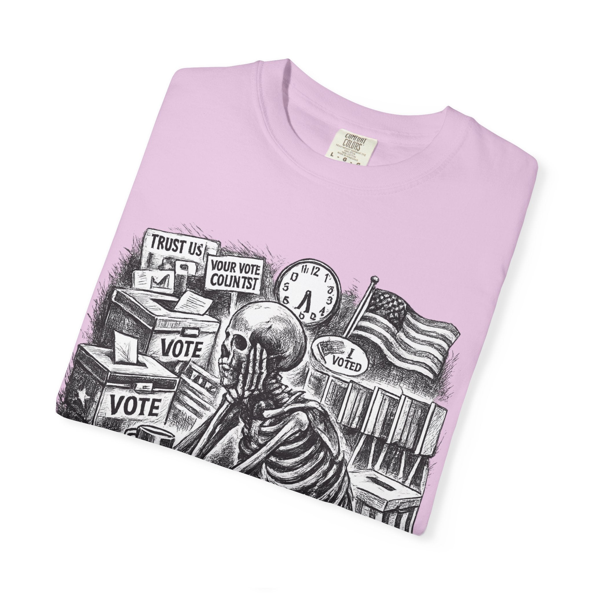 Voting Skeptic Graphic T-Shirt — "Waiting to See If Voting Changes Anything."