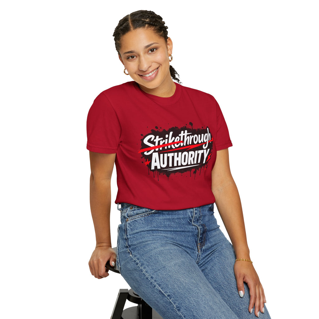 T-Shirt — “Strikethrough Authority” Graphic Tee | Bold Streetwear Protest Design