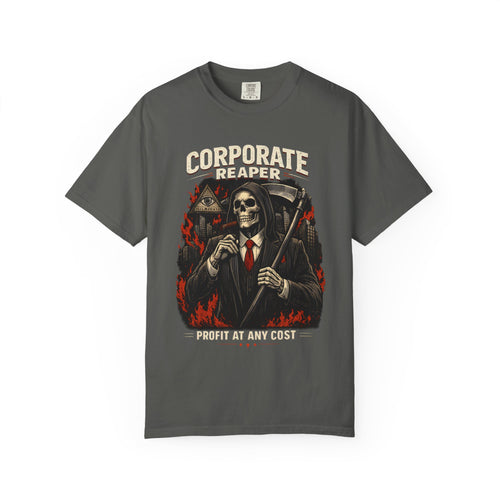 "Corporate Reaper" Skeleton Suit Graphic Tee
