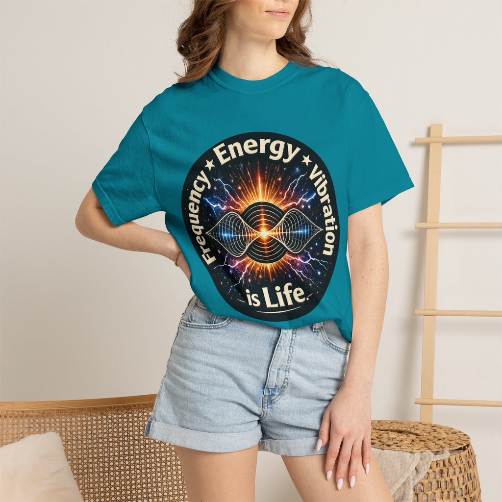 Energy & Vibration T-Shirt — "Frequency is Life" Spiritual Graphic Tee