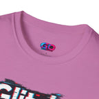 Glitchy Graphic T-Shirt — Retro Glitch Text Tee