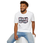Wake Up Call Graphic Tee — Retro Glitch Text T‑Shirt