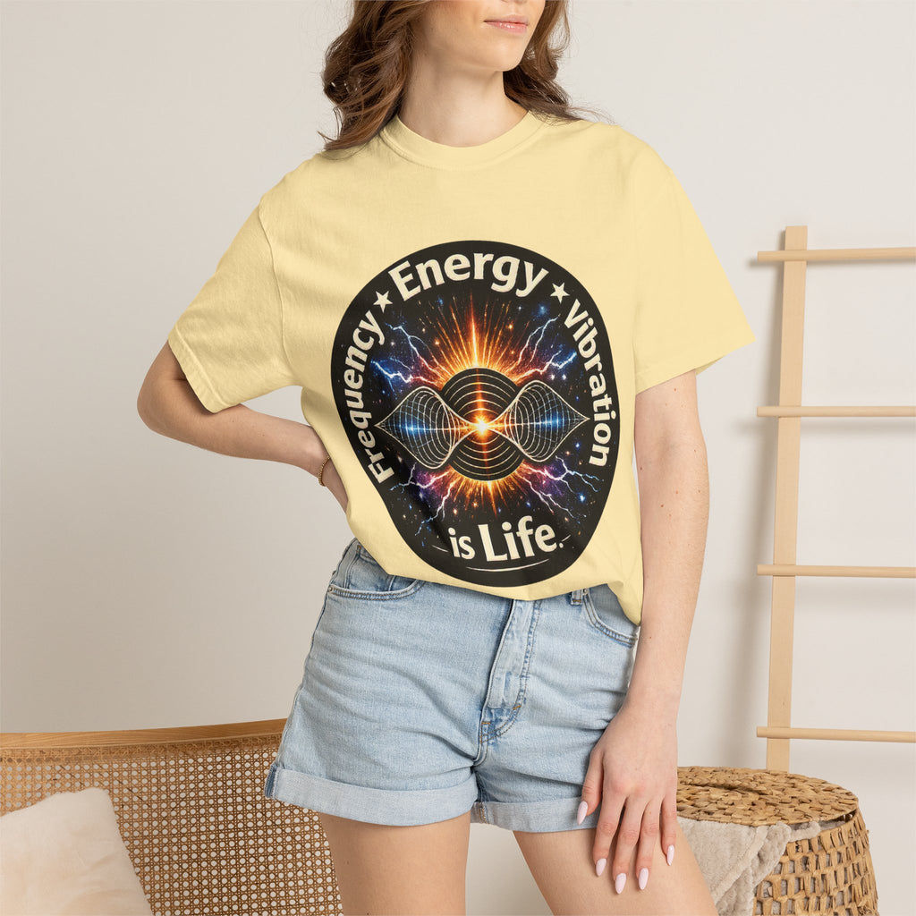 Energy & Vibration T-Shirt — "Frequency is Life" Spiritual Graphic Tee