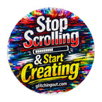 Stop Scrolling & Start Creating Round Mouse Pad — Motivational Desk Accessory for Artists, Designers & Content Creators