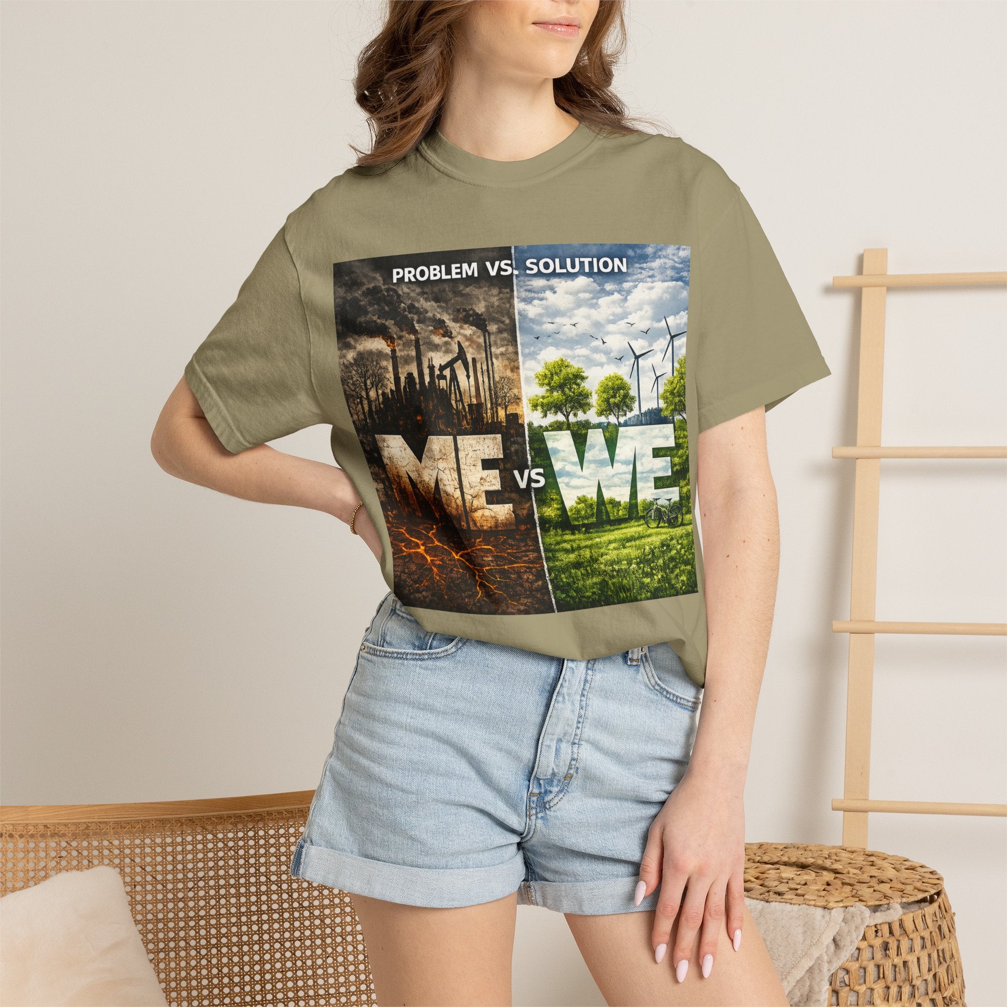 Me vs We Environmental Awareness T-Shirt — Problem vs Solution Graphic Tee